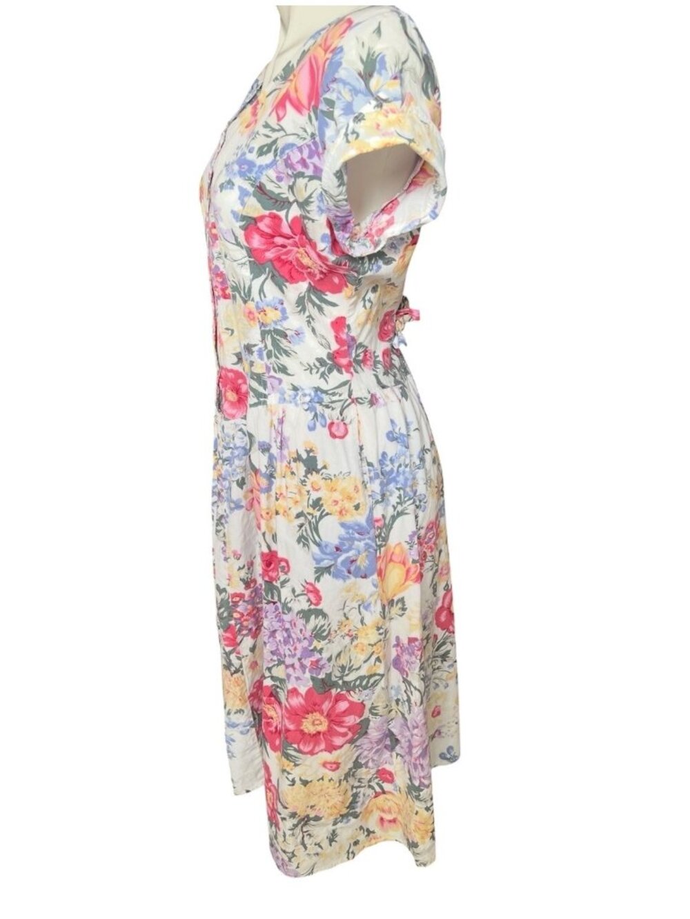 Uni Mondo Womens Dress Size 16/18 Floral Cross Back Straps Pockets Drop Waist - Picture 9 of 14